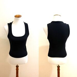 Zara Black Ribbed Tank Top